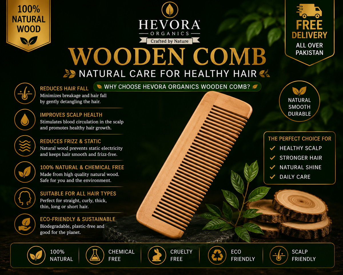 Hevora Organics Wooden Comb - 100% Natural Wood Benefits